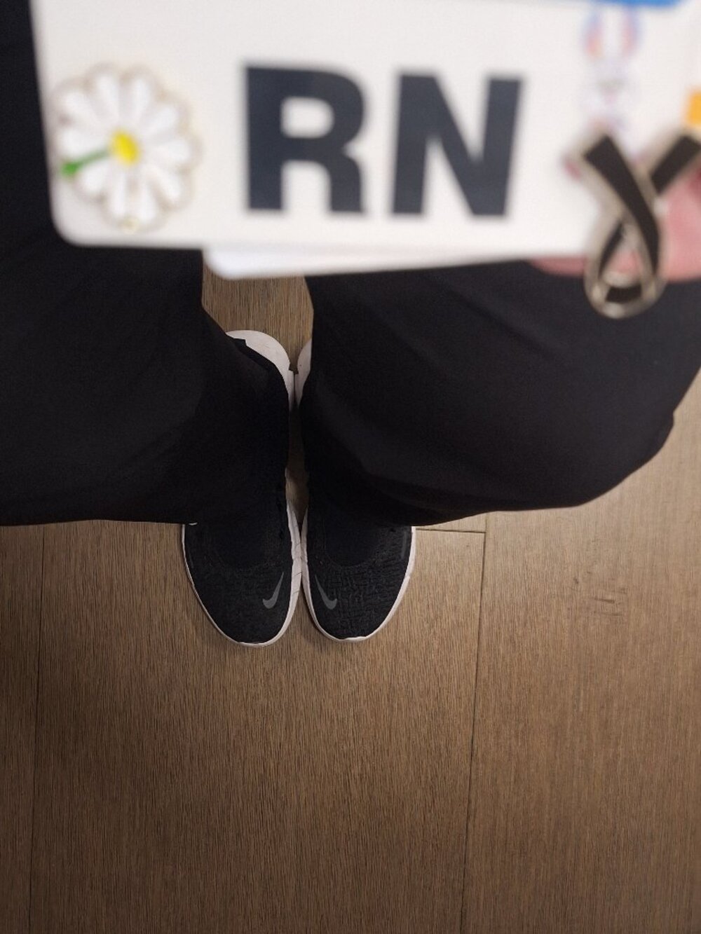Well worn stinky nurse shoes